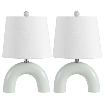 Zadie 17.75" Scandinavian Minimalist Ceramic Arch LED Table Lamp - JONATHAN Y